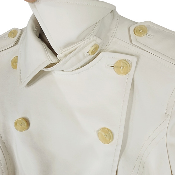 Calvin Klein Double Breasted Pea Coat sz 6 Women Ivory Cream Cotton Lined Jacket - Picture 6 of 12